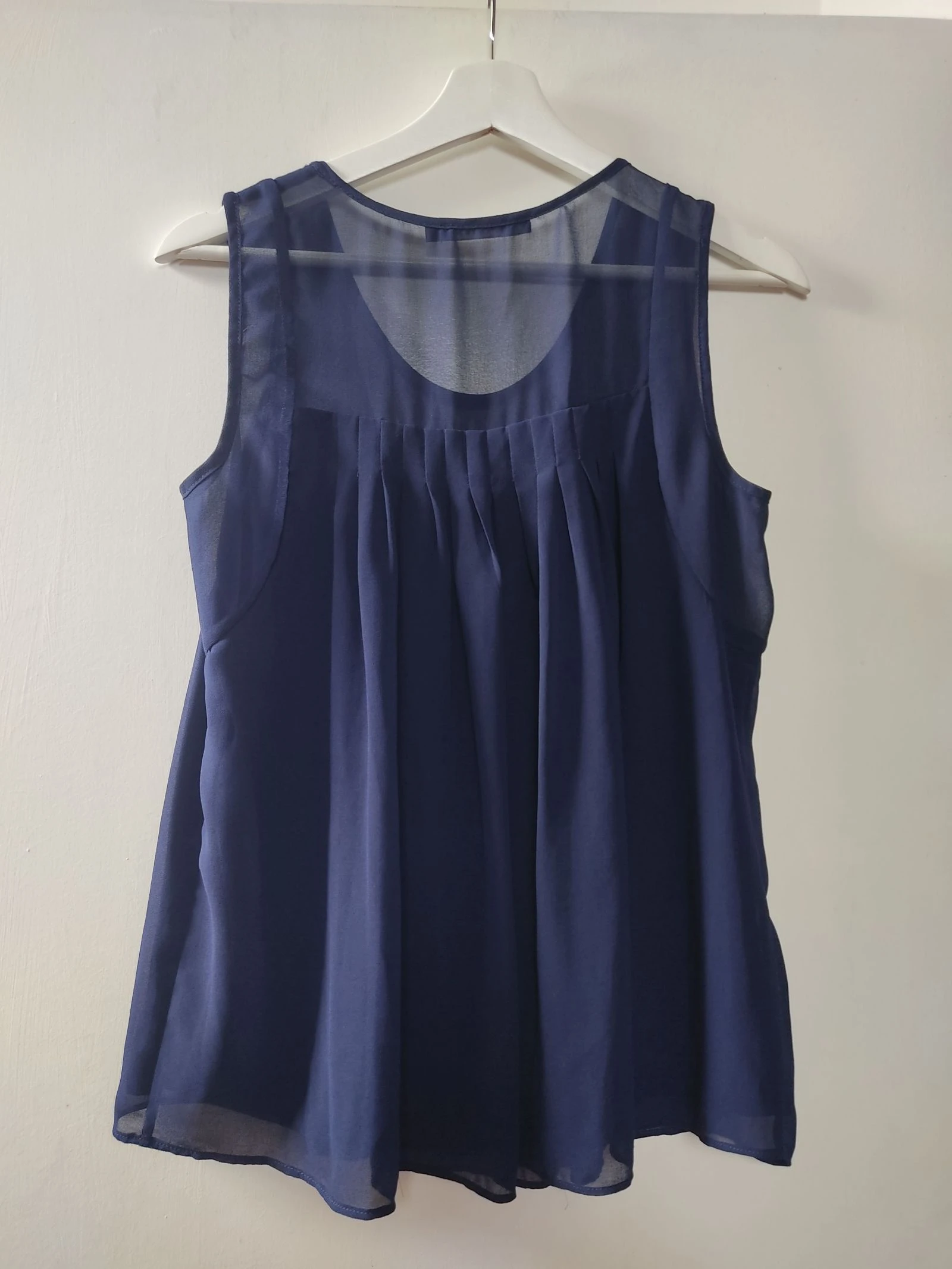 Blouse fluide sans manches bleu marine Monoprix Femme 38